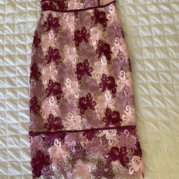 Lulu's Burgundy and Pink Lace Dress - Picture 3 of 11